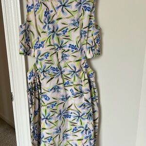 Zara Backless Floral Dress - Blue and Green